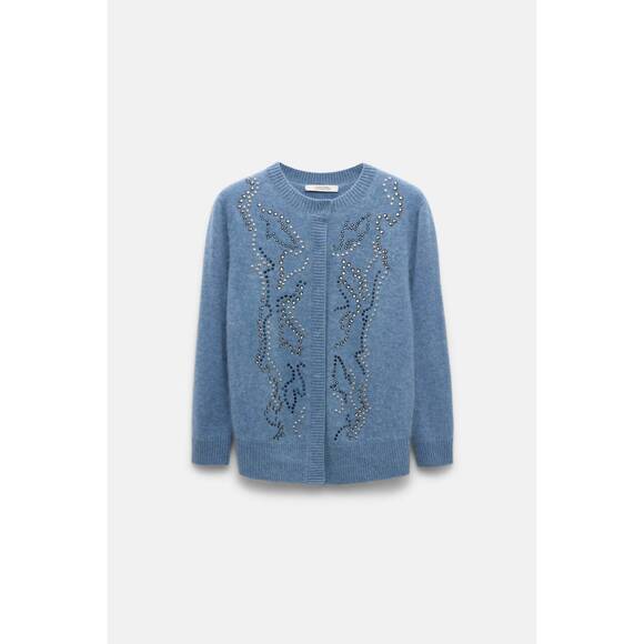 NEW DOROTHEE SCHUMACHER fluffy statements cardigan in medium denim blue